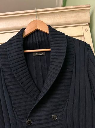 Chaqueta Zara Negra Punto Botones Talla M