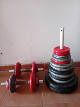 20 Pesas Gimnasio y Mancuernas