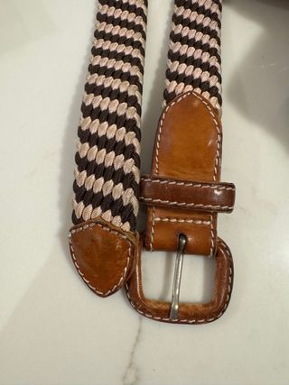 Cintura intrecciata marrone e rosa