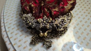 Bolso de fiesta vintage encaje rojo y dorado