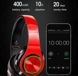 Auriculares Bluetooth LED Negro/Rojo