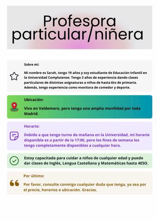 Niñera/ profesora particular