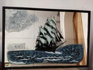 Espejo Decorativo Velero Pintado