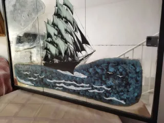 Espejo Decorativo Velero Pintado