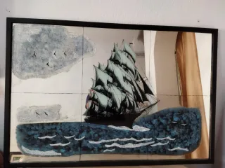 Espejo Decorativo Velero Pintado