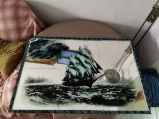 Espejo Decorativo Velero Pintado