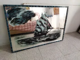 Espejo Decorativo Velero Pintado