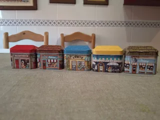 Lote 5 Cajitas Metálicas Tiendas