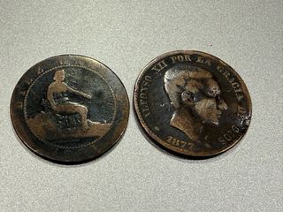 2 Monedas 10 Céntimos 1870 y 1877