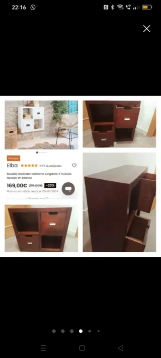 Mueble Banak Elba 4 huecos de teca marron