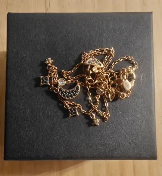 Collar Swarovski Oro Rosa Luna y Estrellas