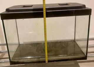 Acuario de cristal con tapa negra