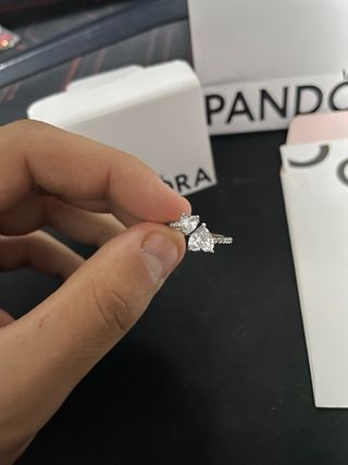Anillo Pandora Doble Corazón Plata NUEVO