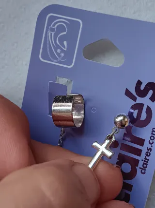 Pendiente Ear Cuff Cruz Claire's Plata