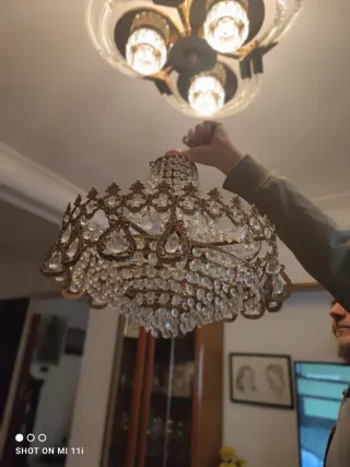 Lámpara de techo lágrimas cristal metal