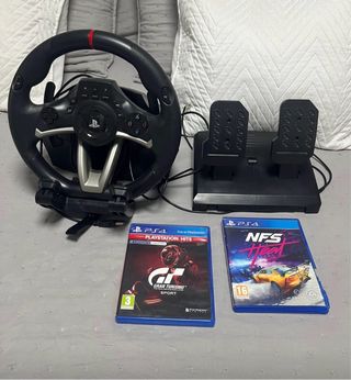 Volante PS4 con pedales y 2 juegos