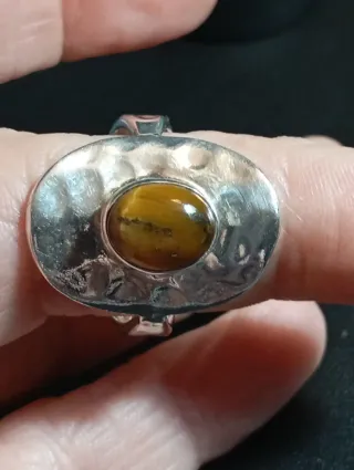 Anillo Plata Ley Ojo Tigre Ovalado
