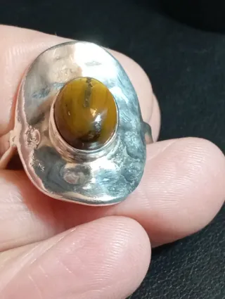 Anillo Plata Ley Ojo Tigre Ovalado