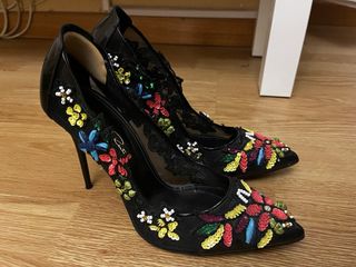 Oscar de la Renta Tacones Bordados Multicolor