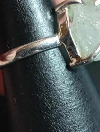 Anillo Plata Ley cuarzo natural en bruto