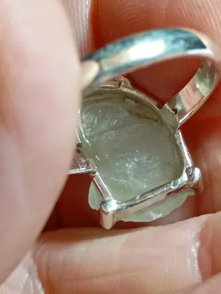 Anillo Plata Ley cuarzo natural en bruto