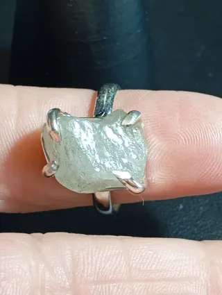 Anillo Plata Ley cuarzo natural en bruto