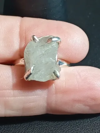 Anillo Plata Ley cuarzo natural en bruto