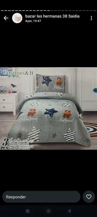 Conjunto de cama infantil azul