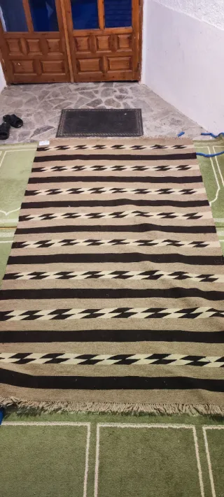 Alfombra Kilim Lana Oveja Beige/Negro