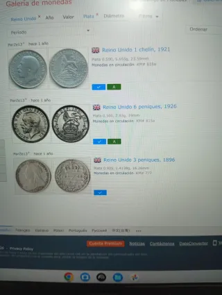 Monedas Imperio Británico Plata