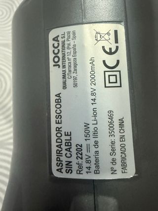 Aspiradora Escoba JOCCA sin Cable