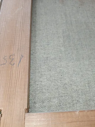 Antiguo cuadro niña pintado a mano sobre lienzo.