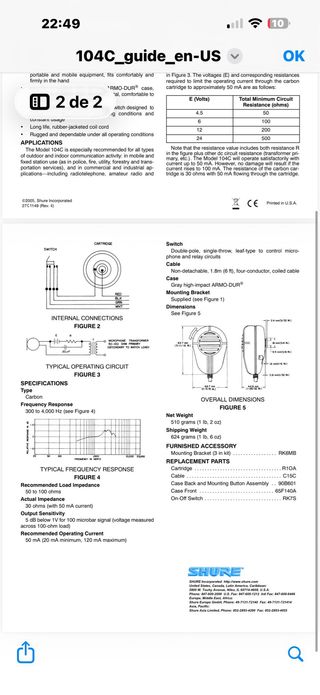 Micrófono Shure 104C Carbono