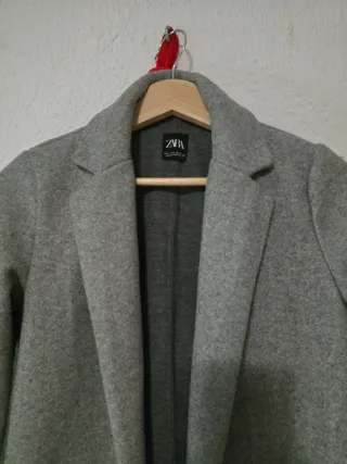 Abrigo paño Zara gris talla S