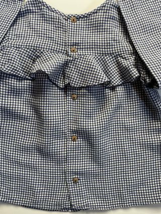 Camicia quadri bianchi/blu con volant bambina 4ans