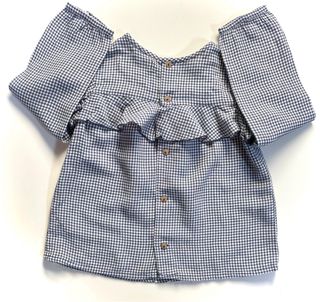 Camicia quadri bianchi/blu con volant bambina 4ans