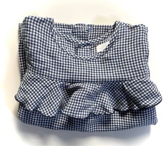 Camicia quadri bianchi/blu con volant bambina 4ans