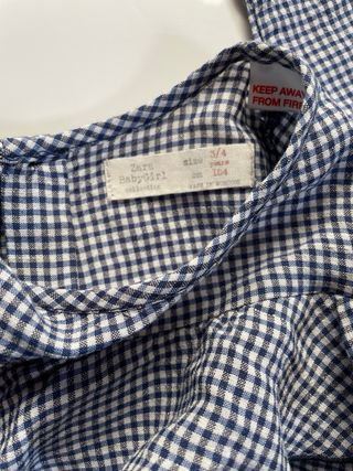 Camicia quadri bianchi/blu con volant bambina 4ans