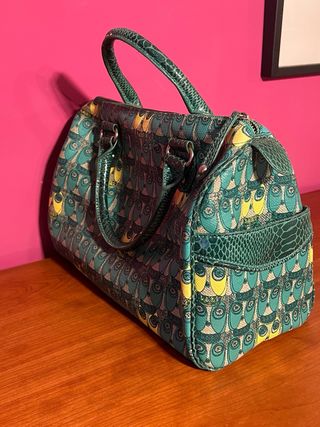 Bolso Kilah Piel Serpiente Verde Estampado Vintage