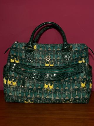 Bolso Kilah Piel Serpiente Verde Estampado Vintage