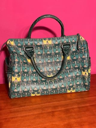 Bolso Kilah Piel Serpiente Verde Estampado Vintage