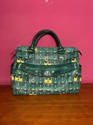 Bolso Kilah Piel Serpiente Verde Estampado Vintage