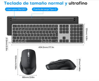 Combo Teclado y Ratón Inalámbrico BT Macbook