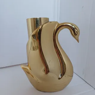 Vaso Cigno Dorato Vintage Metallo