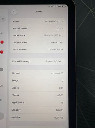 iPad mini 128GB Morado + pen
