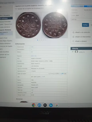 Moneda Otomana 1 Kurus 1876