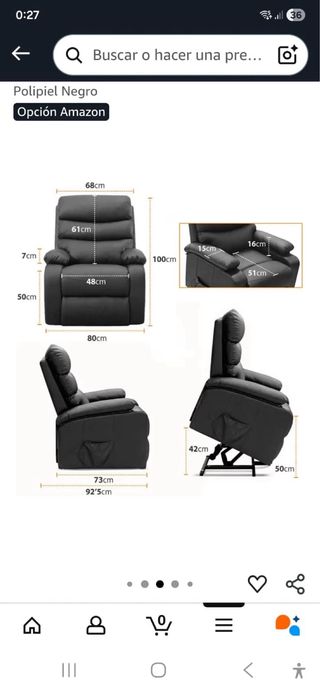 Sillón Masaje Polipiel Negro