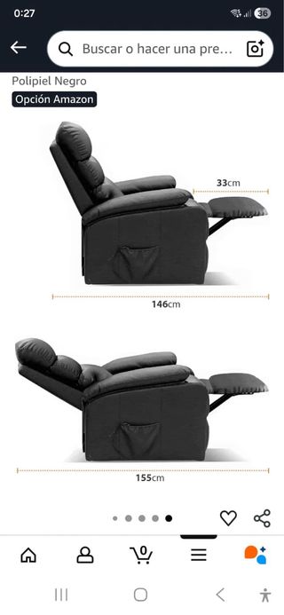 Sillón Masaje Polipiel Negro
