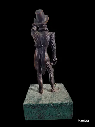 Figura publicitária bronze e pedra Tio Mateo retro