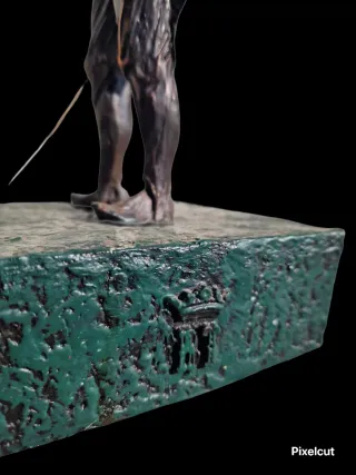 Figura publicitária bronze e pedra Tio Mateo retro